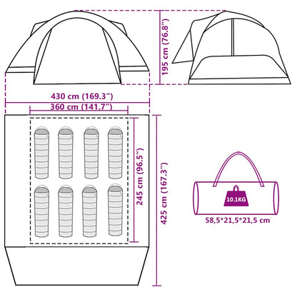 vidaXL Family Tent Crossvent 8-Person Orange Waterproof