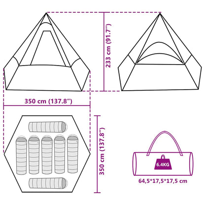 vidaXL Camping Tent Tipi 7-Person Green Waterproof
