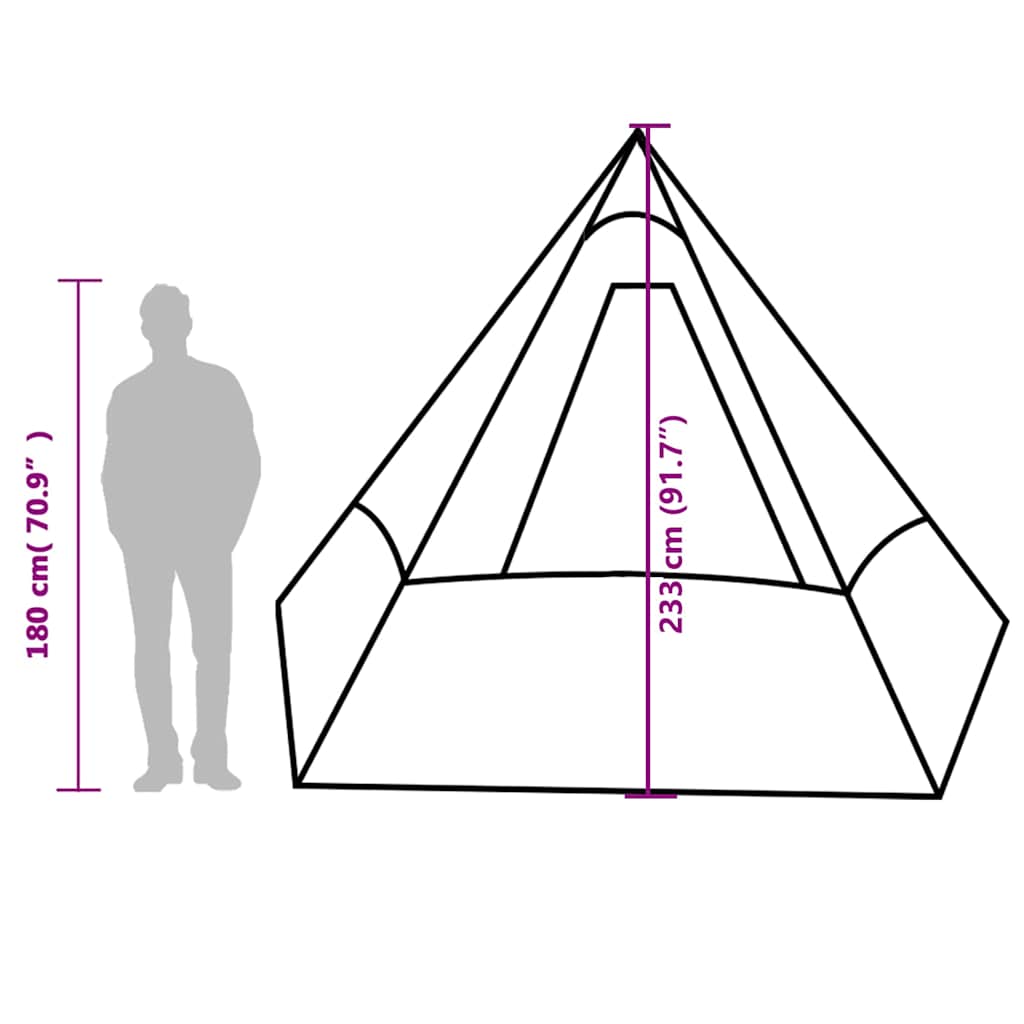 vidaXL Camping Tent Tipi 7-Person Green Waterproof
