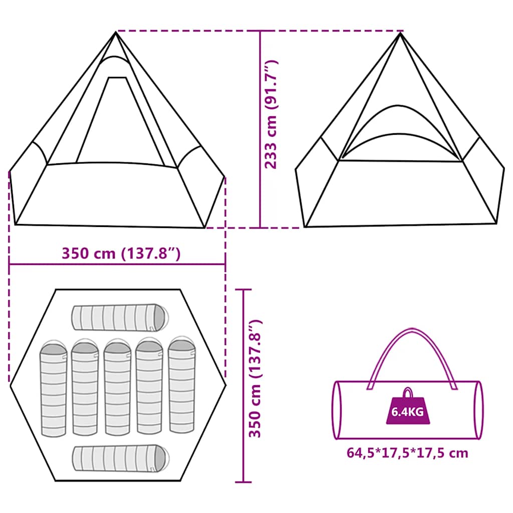vidaXL Camping Tent Tipi 7-Person Blue Waterproof