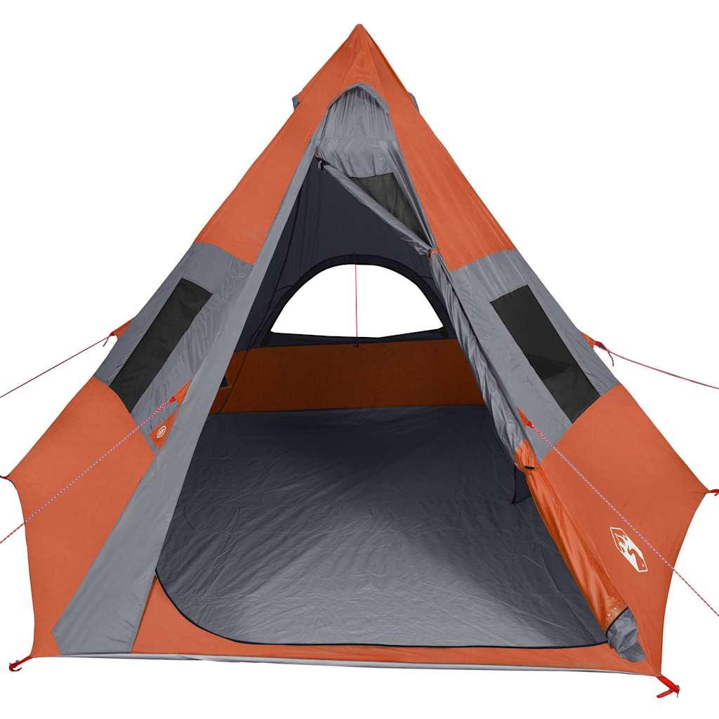 vidaXL Camping Tent Tipi 7-Person Orange Waterproof