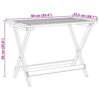 vidaXL Folding Garden Table 90x52.5x65 cm Solid Wood Acacia - Brown