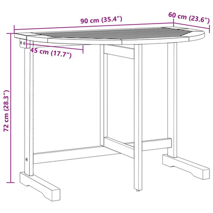 vidaXL Folding Balcony Table 90x60x72 cm Solid Wood Acacia - Brown