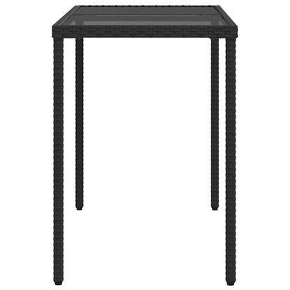 vidaXL Garden Table with Glass Top Black 115x54x74 cm Poly Rattan