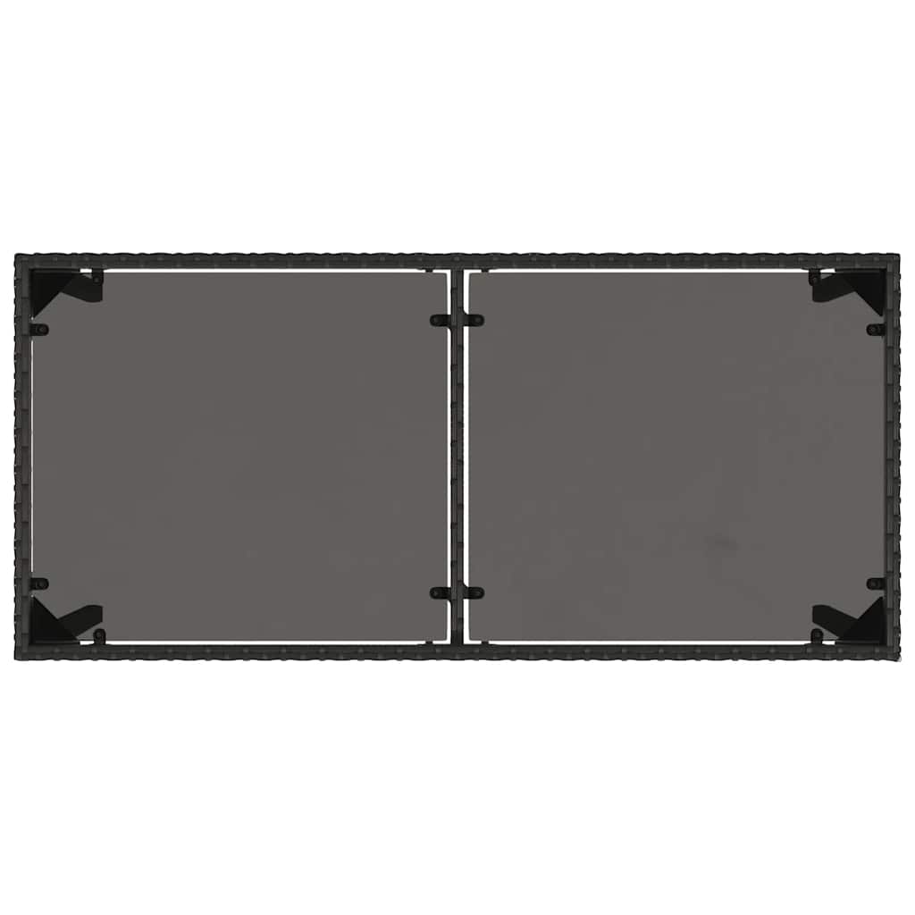 vidaXL Garden Table with Glass Top Black 115x54x74 cm Poly Rattan