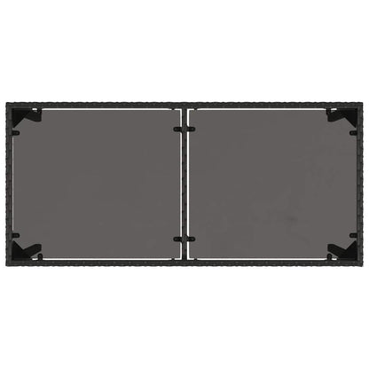 vidaXL Garden Table with Glass Top Black 115x54x74 cm Poly Rattan