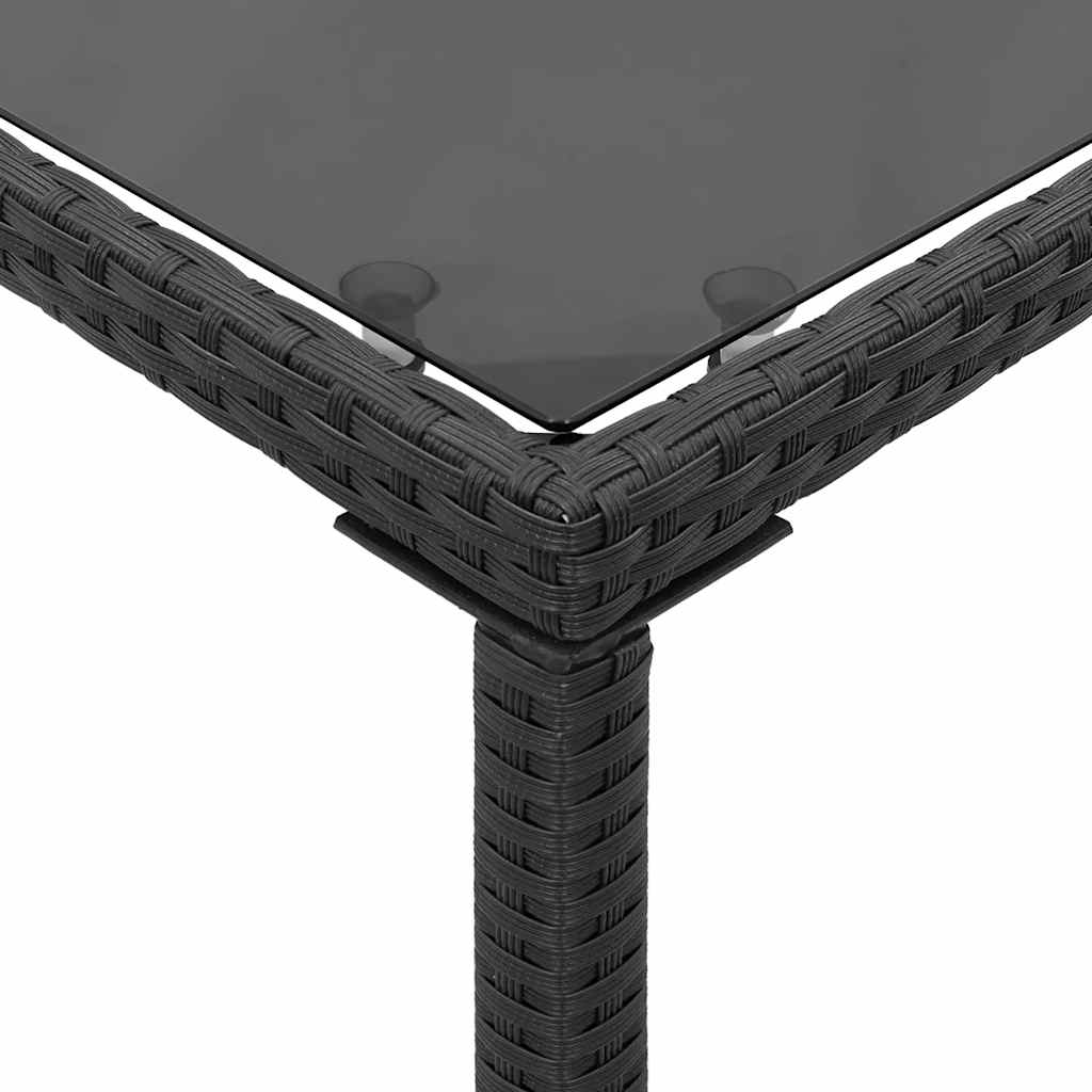 vidaXL Garden Table with Glass Top Black 115x54x74 cm Poly Rattan