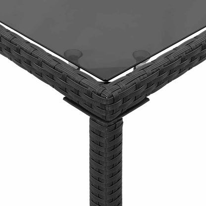 vidaXL Garden Table with Glass Top Black 115x54x74 cm Poly Rattan
