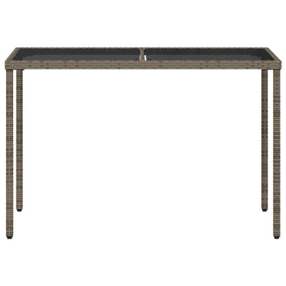 vidaXL Garden Table with Glass Top Grey 115x54x74 cm Poly Rattan