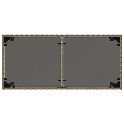 vidaXL Garden Table with Glass Top Grey 115x54x74 cm Poly Rattan