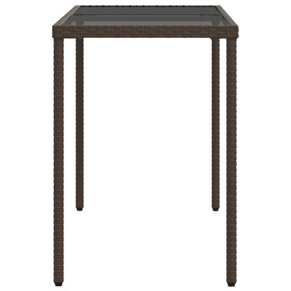 vidaXL Garden Table with Glass Top Brown 115x54x74 cm Poly Rattan