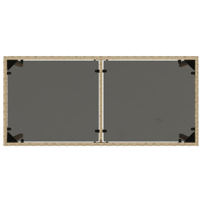 vidaXL Garden Table with Glass Top Beige 115x54x74 cm Poly Rattan
