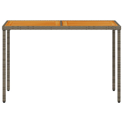vidaXL Garden Table with Acacia Wood Top Grey 115x54x74 cm Poly Rattan