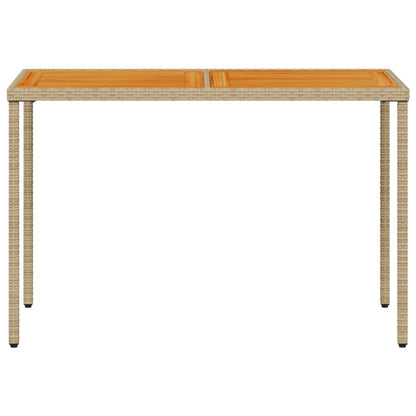 vidaXL Garden Table with Acacia Wood Top Beige 115x54x74 cm Poly Rattan
