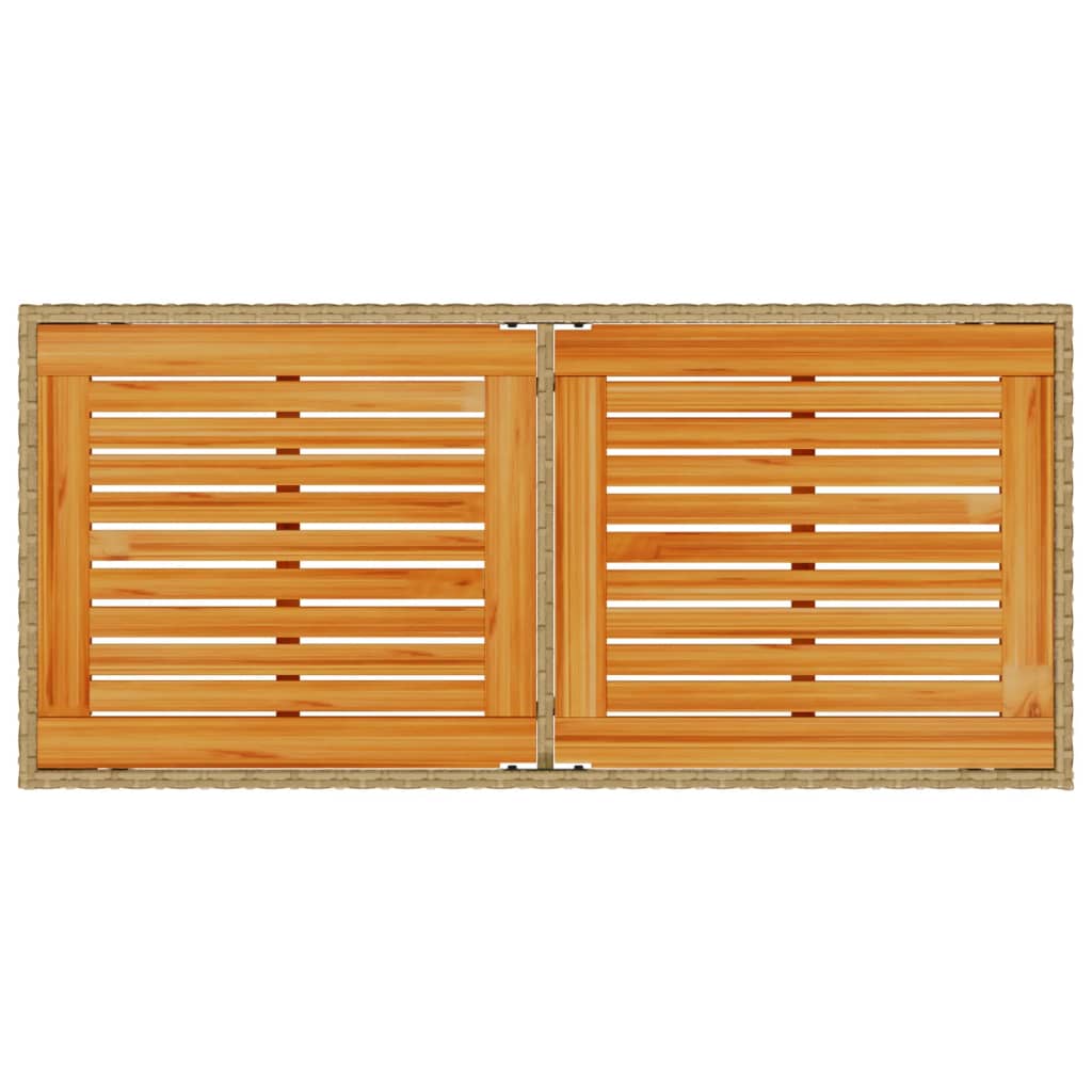 vidaXL Garden Table with Acacia Wood Top Beige 115x54x74 cm Poly Rattan