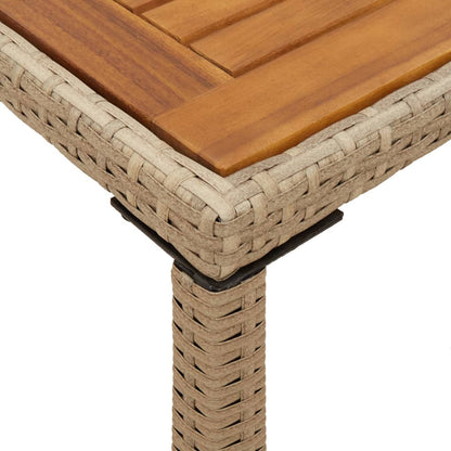 vidaXL Garden Table with Acacia Wood Top Beige 115x54x74 cm Poly Rattan