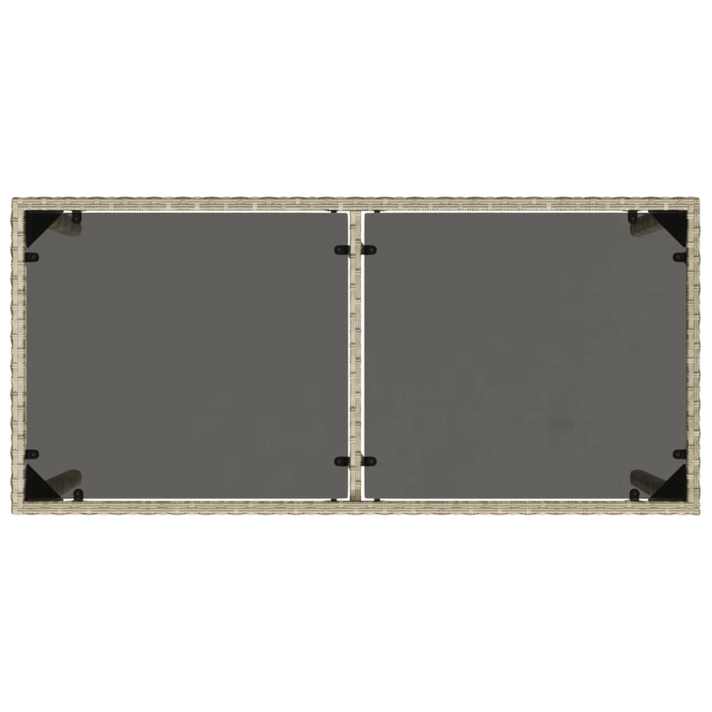 vidaXL Garden Table with Glass Top Light Grey 115x54x74 cm Poly Rattan
