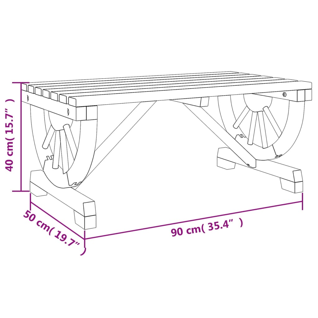 vidaXL Garden Coffee Table 90x50x40 cm Solid Wood Fir - Brown