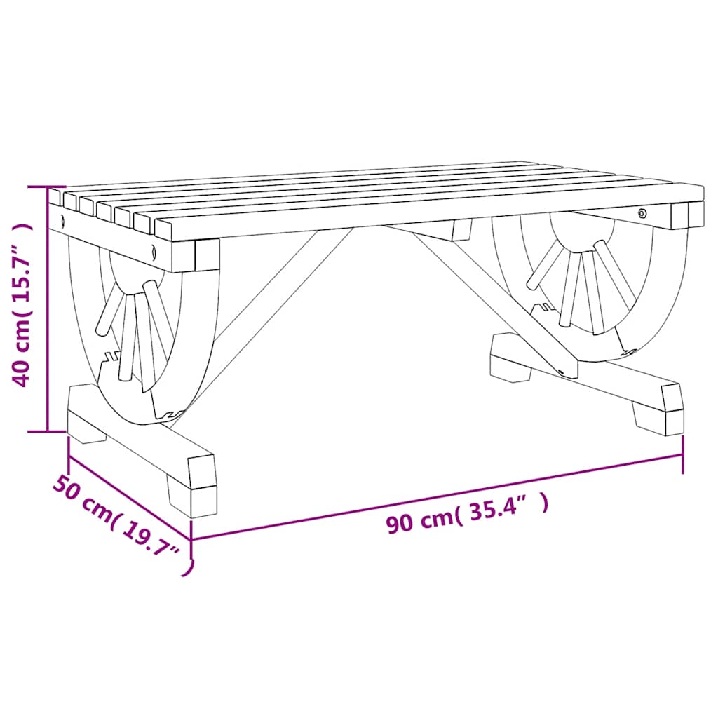 vidaXL Garden Coffee Table 90x50x40 cm Solid Wood Fir - Brown - 25391