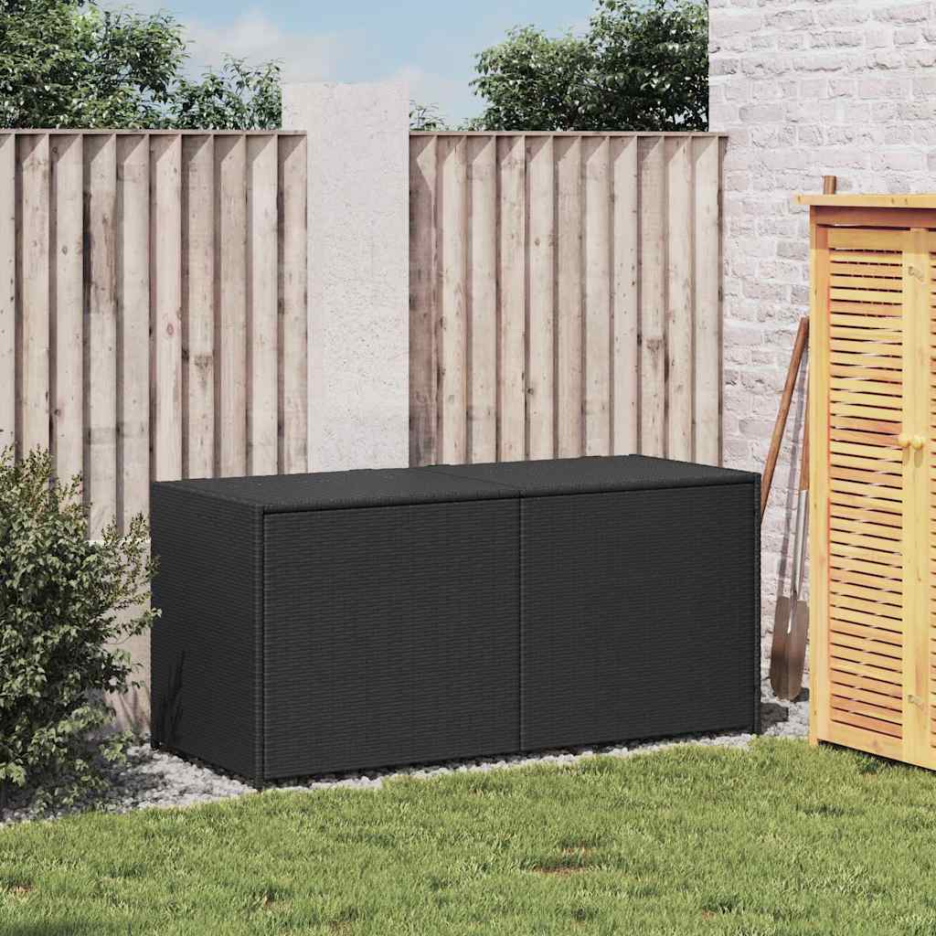vidaXL Garden Storage Box Black 283L Poly Rattan - 120 x 50 x 56 cm