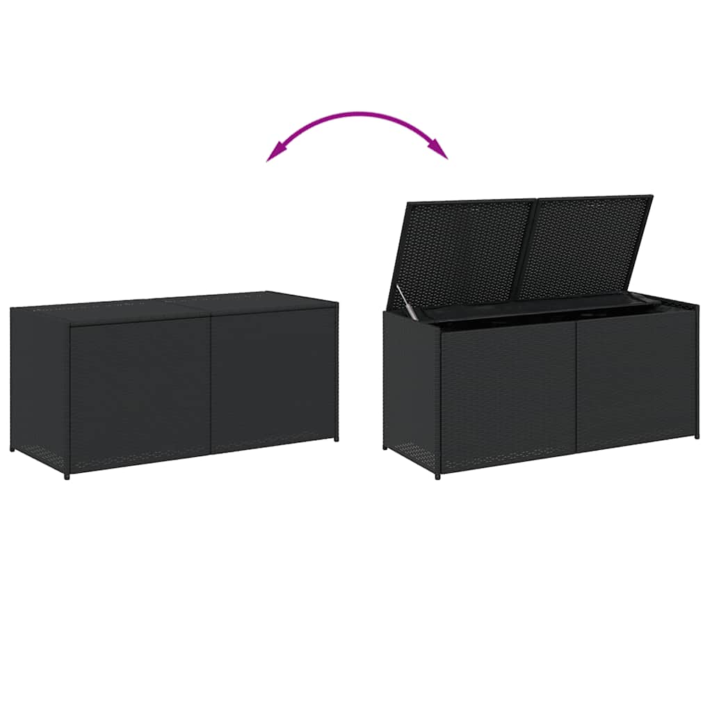 vidaXL Garden Storage Box Black 283L Poly Rattan - 120 x 50 x 56 cm
