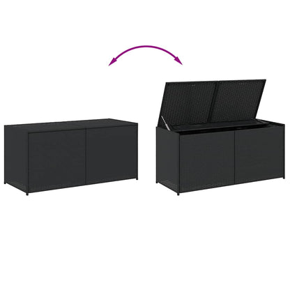 vidaXL Garden Storage Box Black 283L Poly Rattan - 120 x 50 x 56 cm