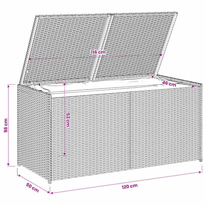 vidaXL Garden Storage Box Black 283L Poly Rattan - 120 x 50 x 56 cm