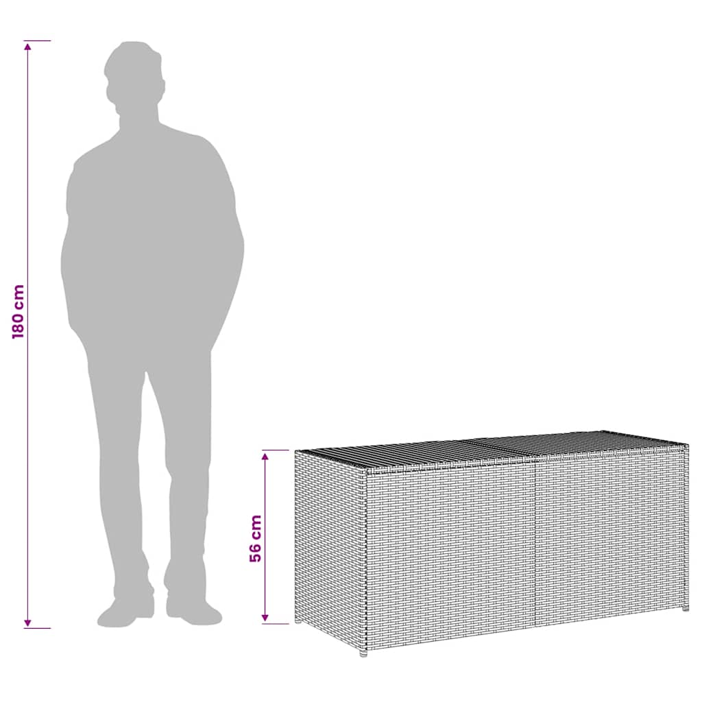 vidaXL Garden Storage Box Black 283L Poly Rattan - 120 x 50 x 56 cm
