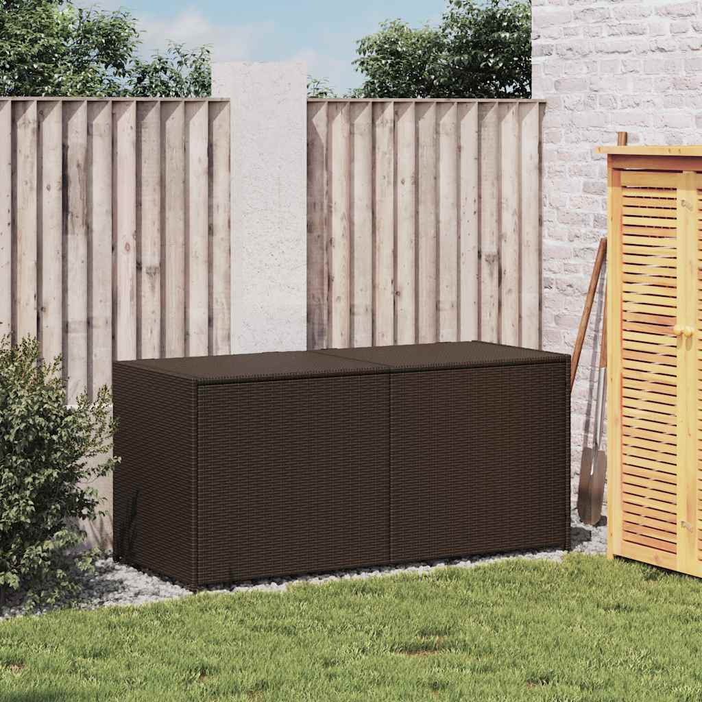vidaXL Garden Storage Box Brown 283L Poly Rattan - 120 x 50 x 56 cm