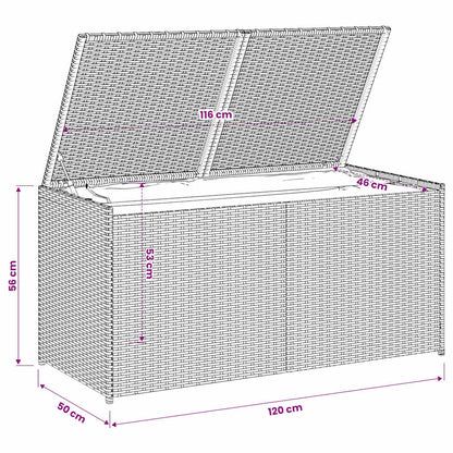 vidaXL Garden Storage Box Brown 283L Poly Rattan - 120 x 50 x 56 cm