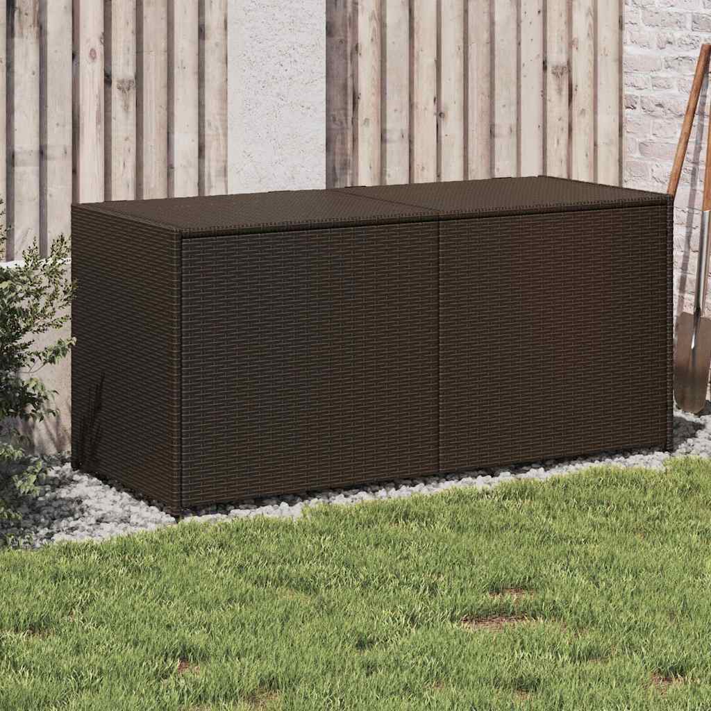 vidaXL Garden Storage Box Brown 283L Poly Rattan - 120 x 50 x 56 cm