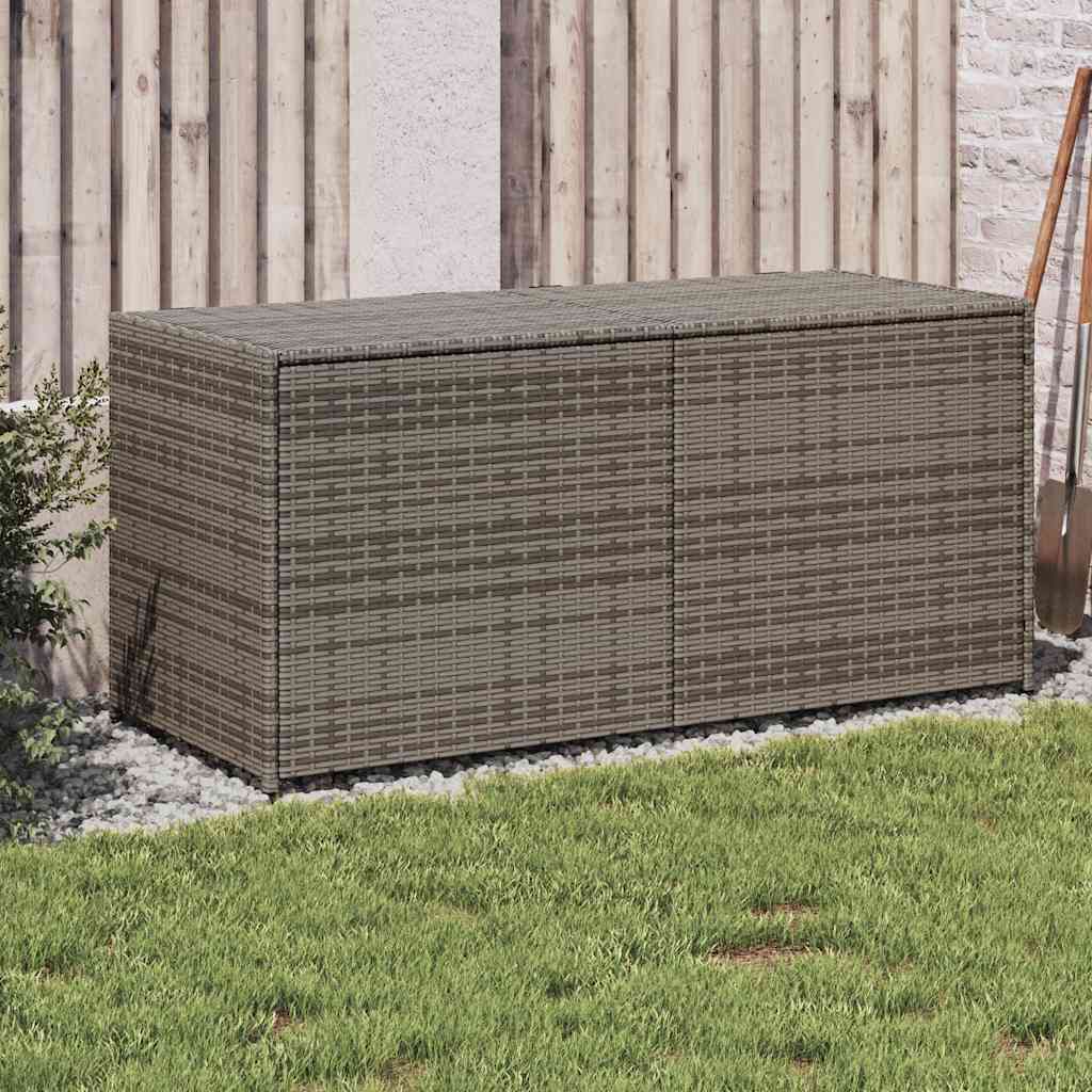 vidaXL Garden Storage Box Grey 283L Poly Rattan - 120 x 50 x 56 cm