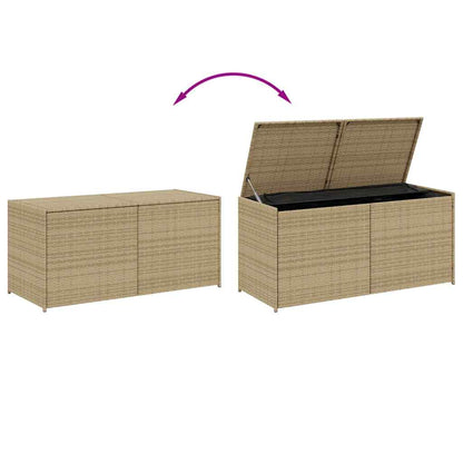 vidaXL Garden Storage Box Mix Beige 283L Poly Rattan - 120 x 50 x 56 cm