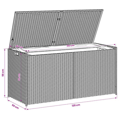 vidaXL Garden Storage Box Mix Beige 283L Poly Rattan - 120 x 50 x 56 cm