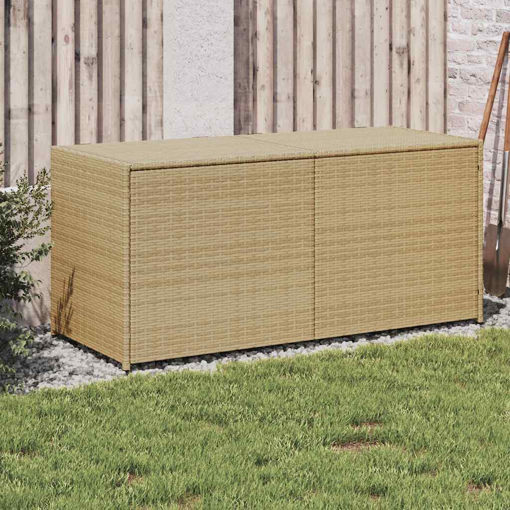 vidaXL Garden Storage Box Mix Beige 283L Poly Rattan - 120 x 50 x 56 cm
