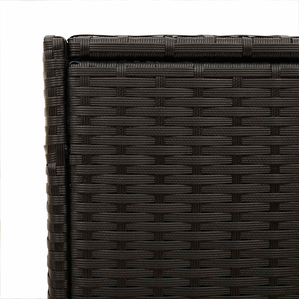 vidaXL Garden Storage Box with Wheels Black 283L Poly Rattan - 127 x 55 x 56/59.5 cm