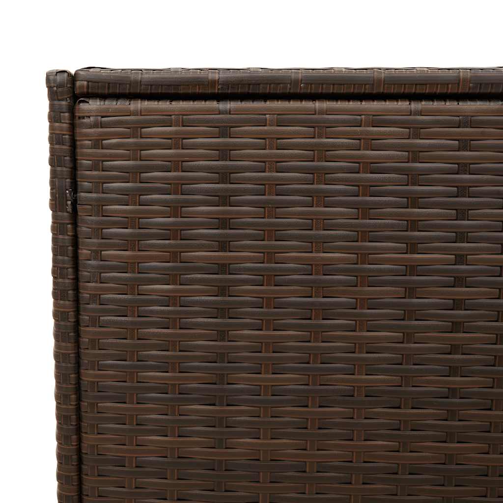 vidaXL Garden Storage Box with Wheels Brown 283L Poly Rattan - 127 x 55 x 56/59.5 cm