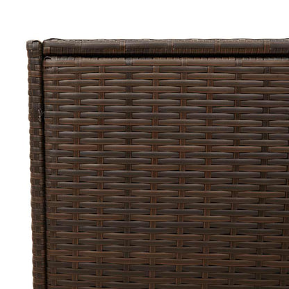 vidaXL Garden Storage Box with Wheels Brown 283L Poly Rattan - 127 x 55 x 56/59.5 cm
