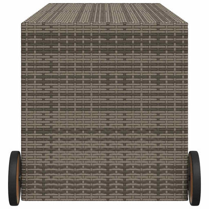 vidaXL Garden Storage Box with Wheels Grey 283L Poly Rattan - 127 x 55 x 56/59.5 cm