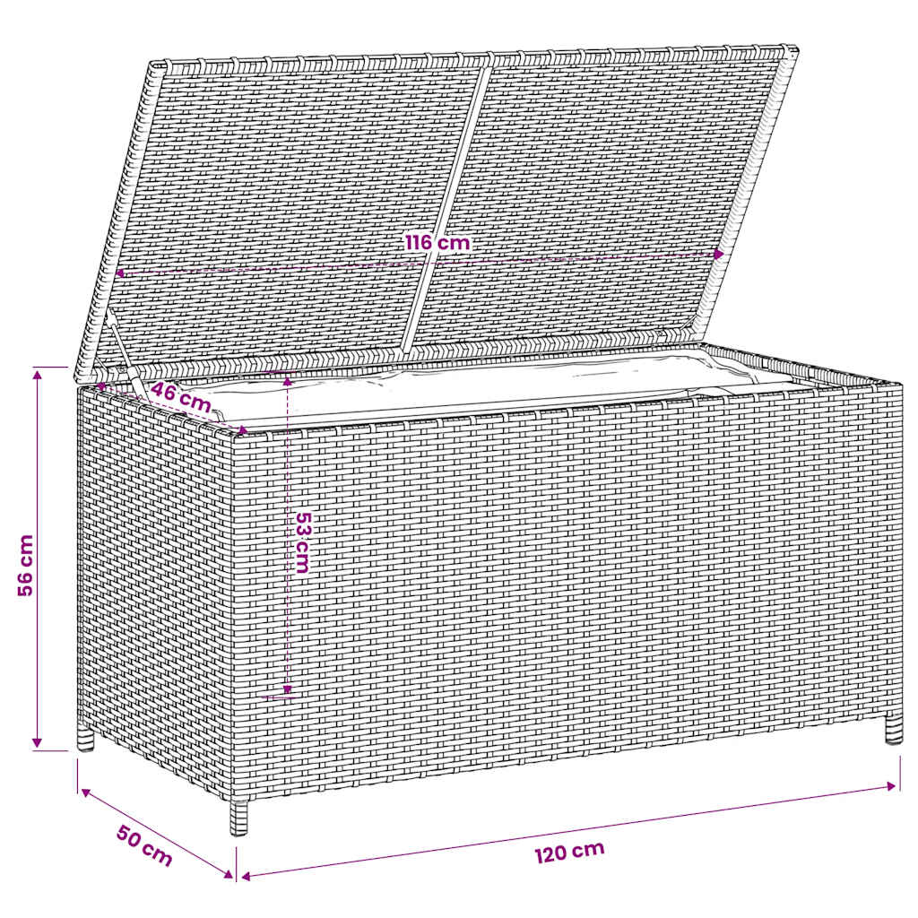 vidaXL Garden Storage Box Mix Beige 190L Poly Rattan - 100 x 50 x 50 cm