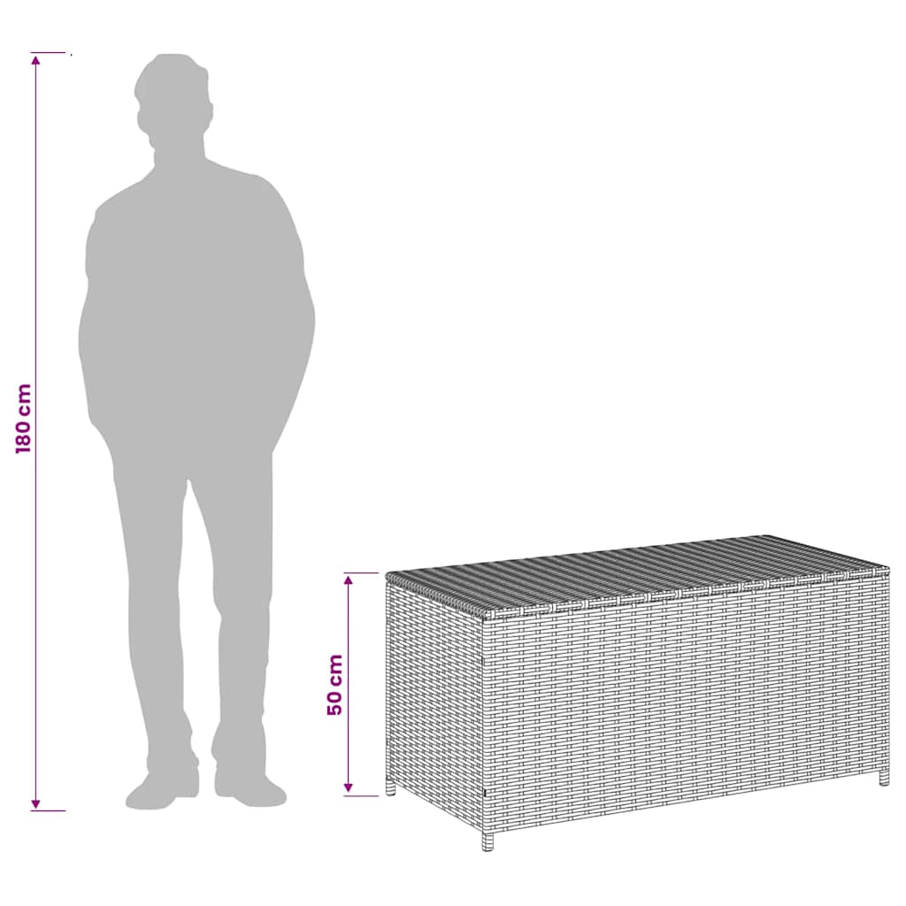 vidaXL Garden Storage Box Mix Beige 190L Poly Rattan - 100 x 50 x 50 cm