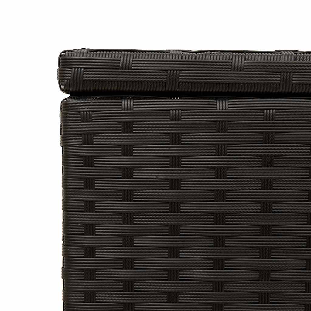 vidaXL Garden Storage Box with Wheels Black 190L Poly Rattan - 107 x 55 x 50/53 cm