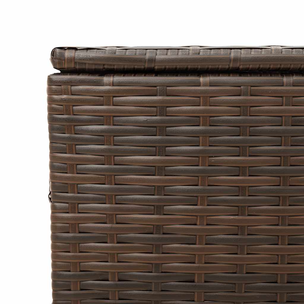 vidaXL Garden Storage Box with Wheels Brown 190L Poly Rattan - 107 x 55 x 50/53 cm