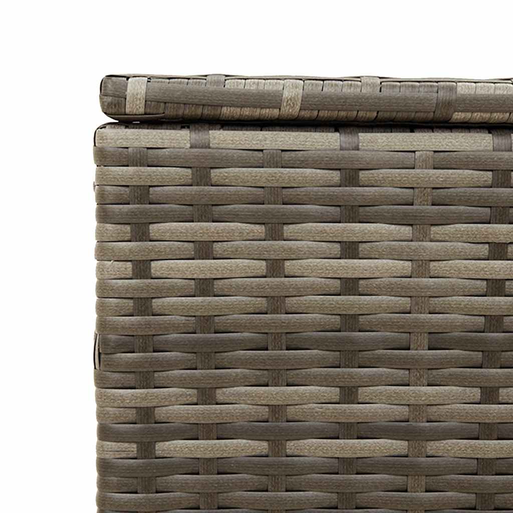 vidaXL Garden Storage Box with Wheels Grey 190L Poly Rattan - 107 x 55 x 50/53 cm