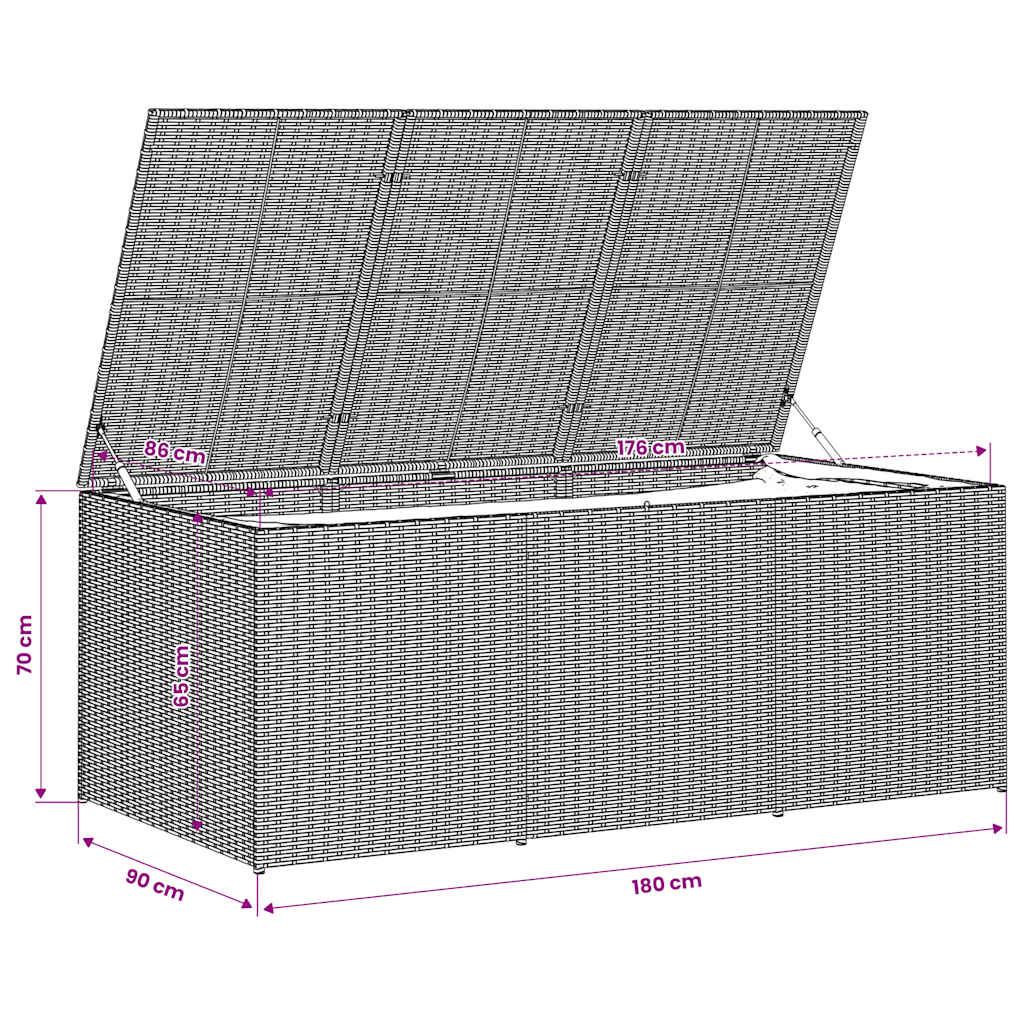 vidaXL Garden Storage Box Mix Beige 984L Poly Rattan - 180 x 90 x 70 cm