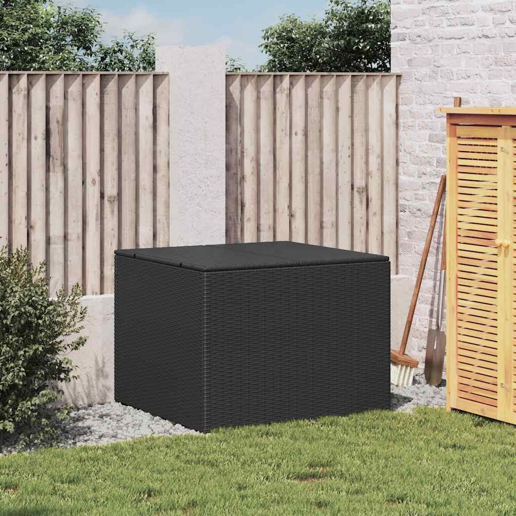 vidaXL Garden Storage Box Black 291L Poly Rattan - 80 x 75 x 59 cm