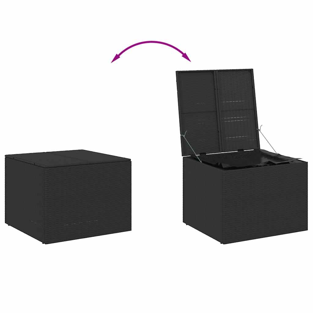 vidaXL Garden Storage Box Black 291L Poly Rattan - 80 x 75 x 59 cm