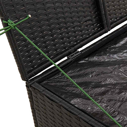 vidaXL Garden Storage Box Black 291L Poly Rattan - 80 x 75 x 59 cm