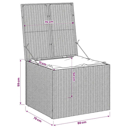 vidaXL Garden Storage Box Black 291L Poly Rattan - 80 x 75 x 59 cm