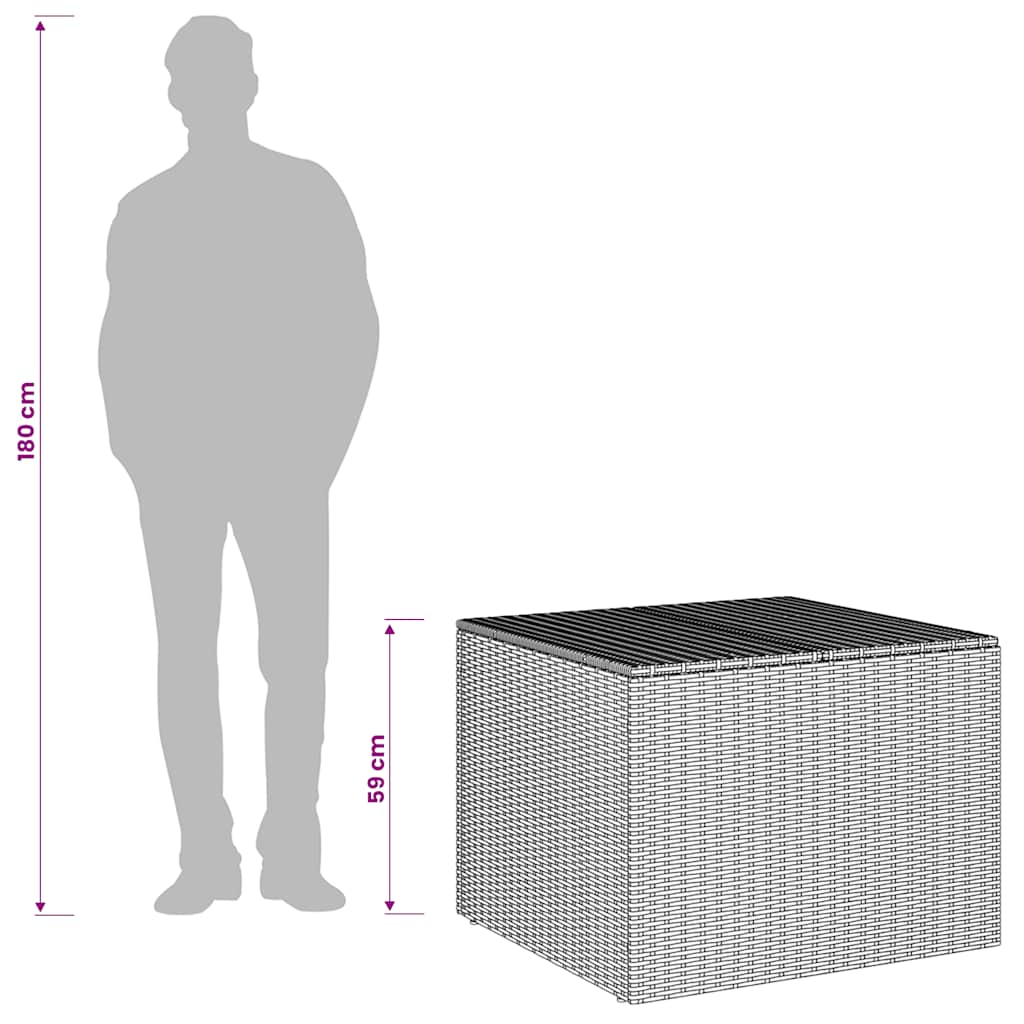 vidaXL Garden Storage Box Brown 291L Poly Rattan - 80 x 75 x 59 cm